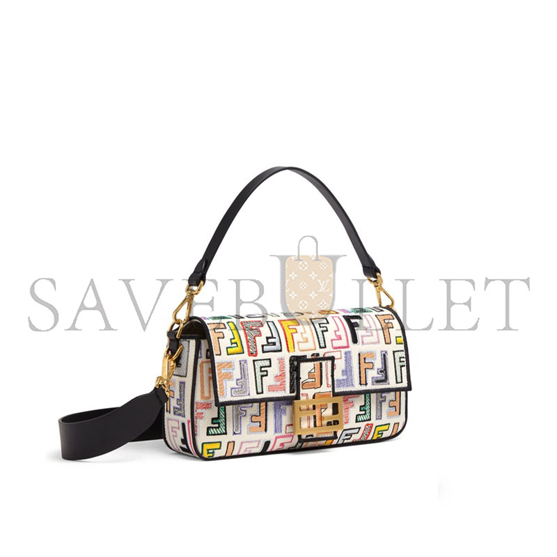FENDI BAGUETTE BAGUETTE BAG IN EMBROIDERED FF PATTERN CANVAS (27*15*6cm) 